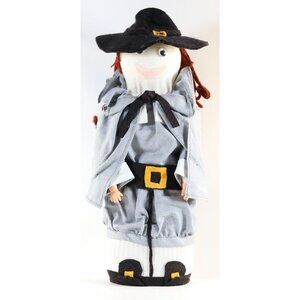 Pilgrim style Doll With Hat Handmade 12" Doll 1970s Mayflower Plymouth Rock
